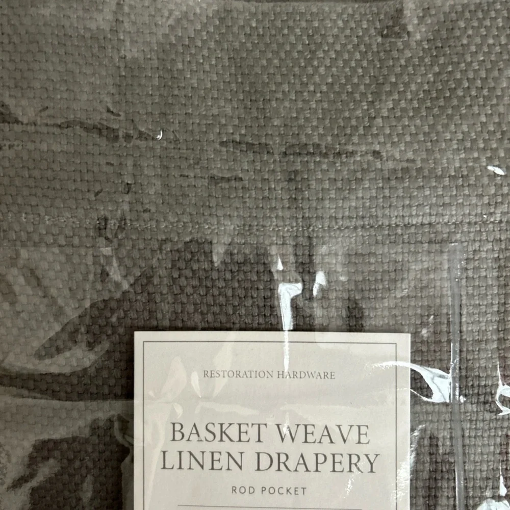 Restoration Hardware FOG Gray Basket Weave Linen Drapery
